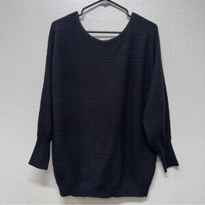 Chico's Black Ribbed Scoop-Neck Sweater